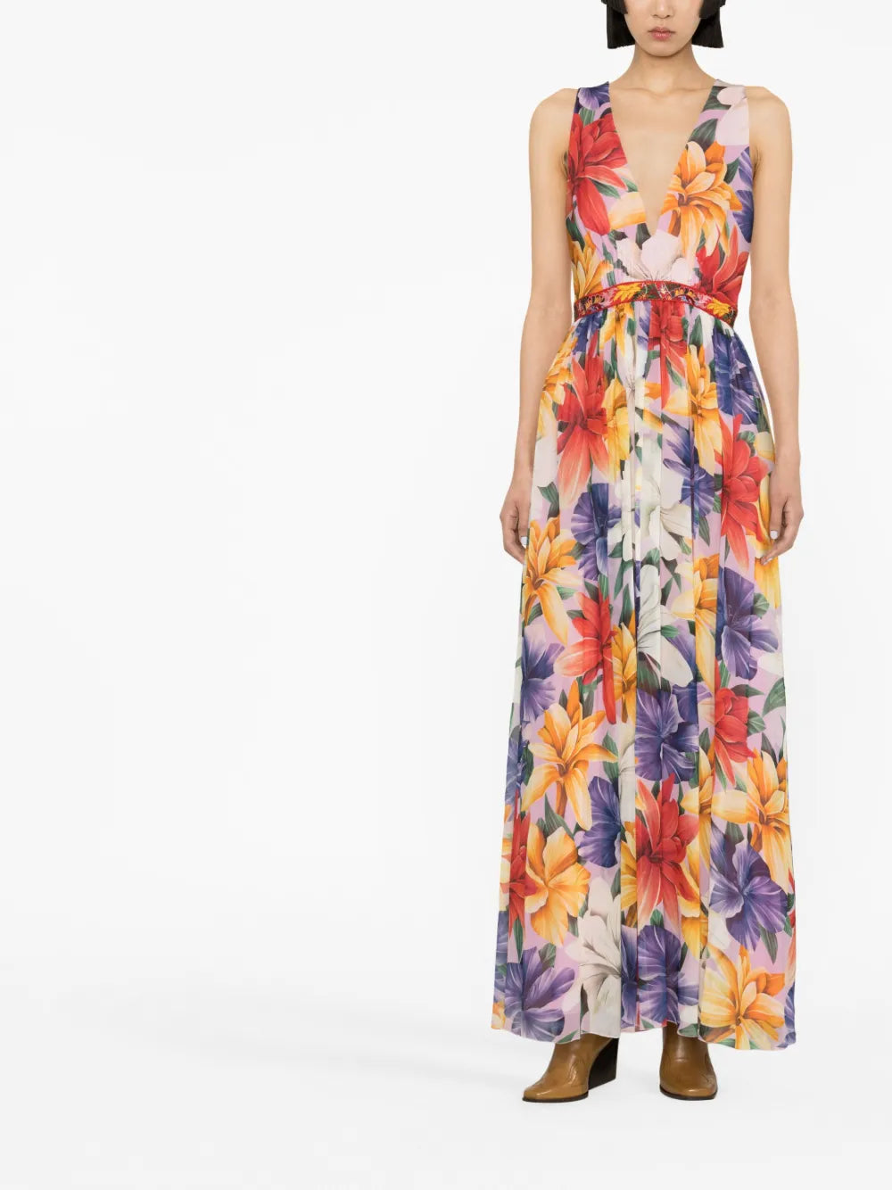 Floral-Print Silk Dress