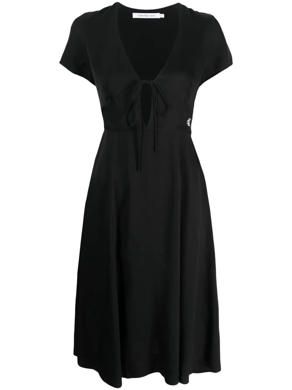 Short-Sleeve V-Neck Midi Dress