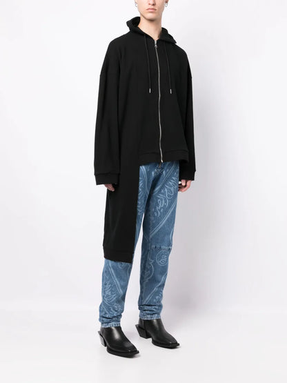 Asymmetric-Design Hooded Jacket
