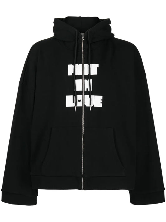 Text-Print Hooded Jacket