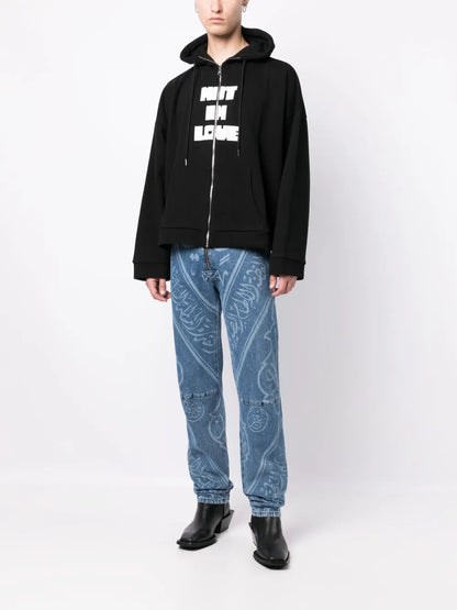 Text-Print Hooded Jacket