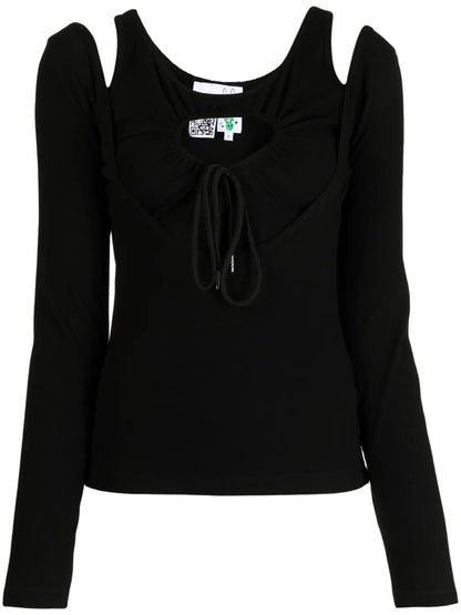 Heart Cut-Out Long-Sleeve T-Shirt
