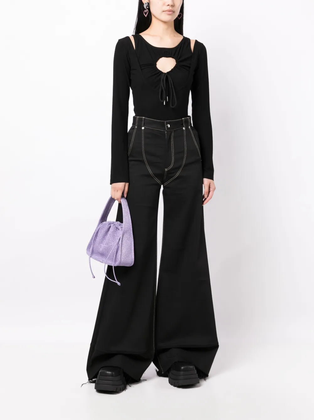 Heart Cut-Out Long-Sleeve T-Shirt