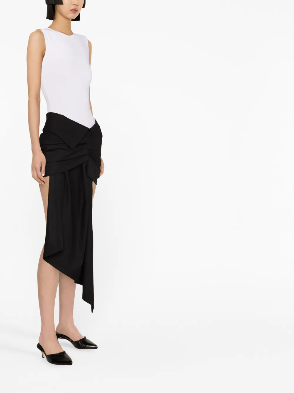 Box-Pleat Asymmetric Skirt