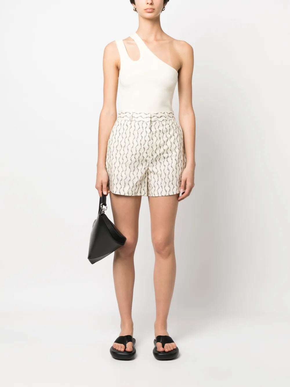 Abstract-Print Cotton Tailored Shorts