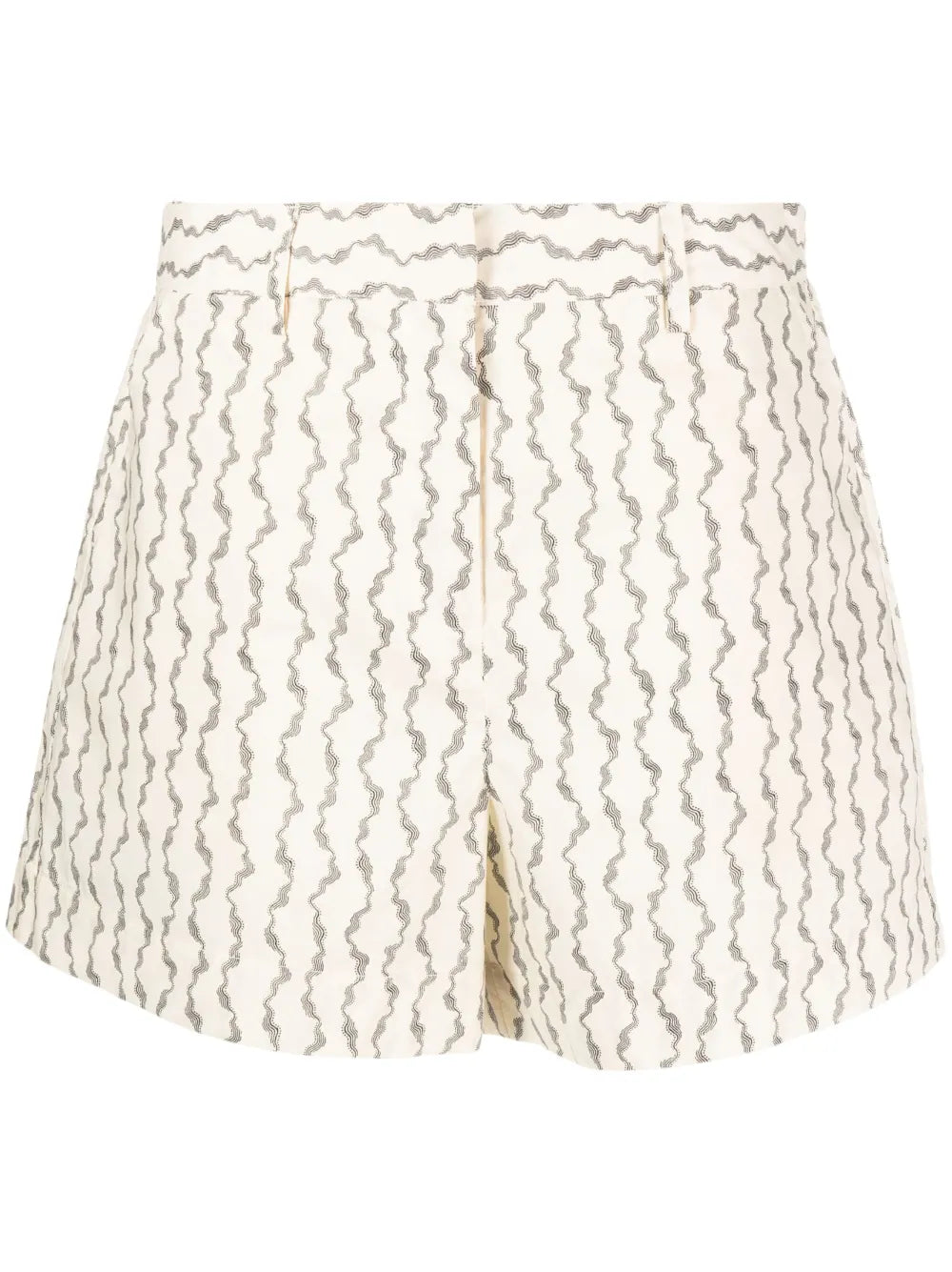 Abstract-Print Cotton Tailored Shorts