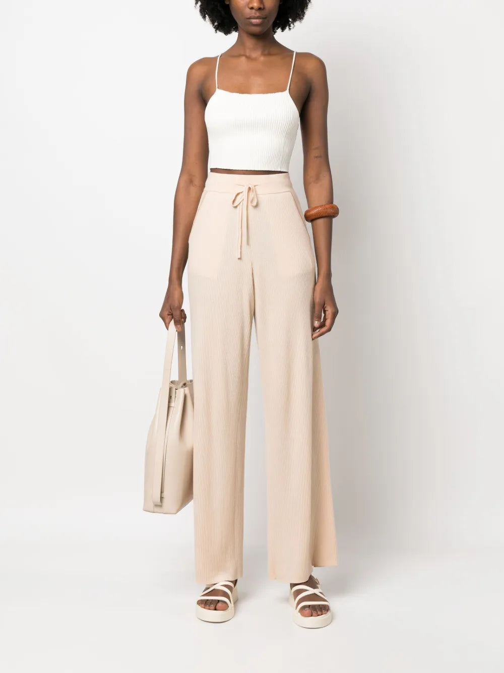Ribbed Wide-Leg Trousers