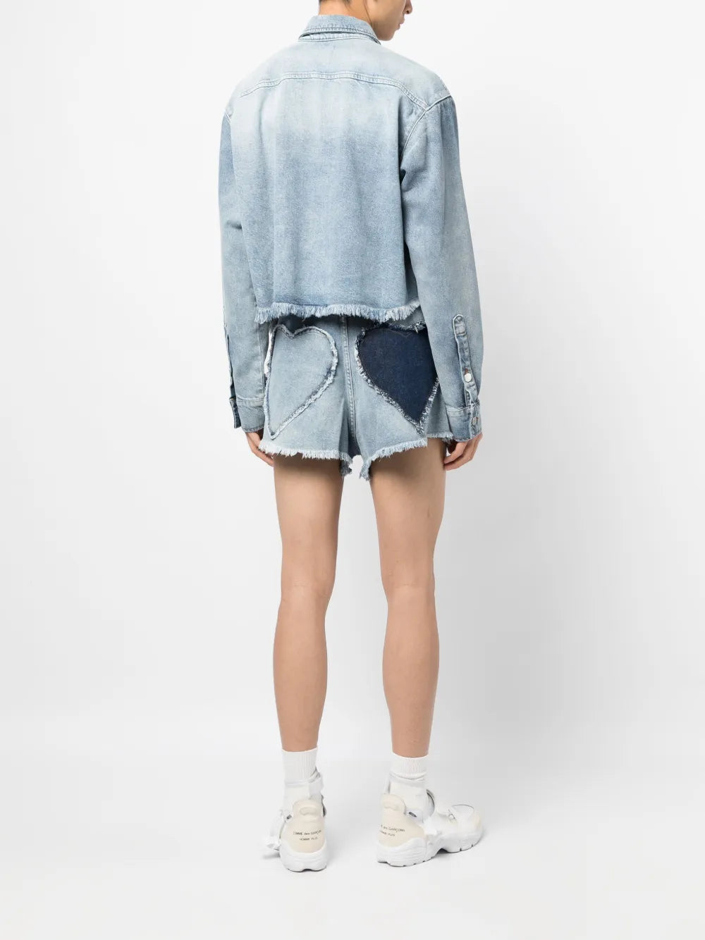 Heart-Appliqué Denim Shorts