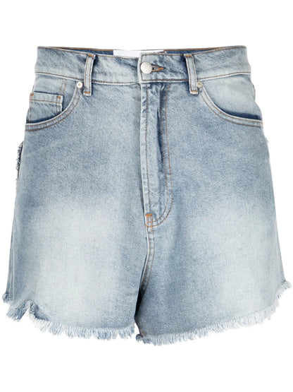 Heart-Appliqué Denim Shorts