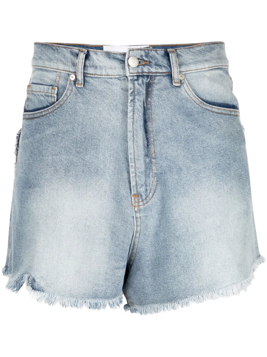 Heart-Appliqué Denim Shorts