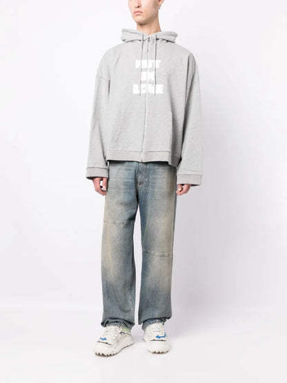 Text-Print Hooded Jacket