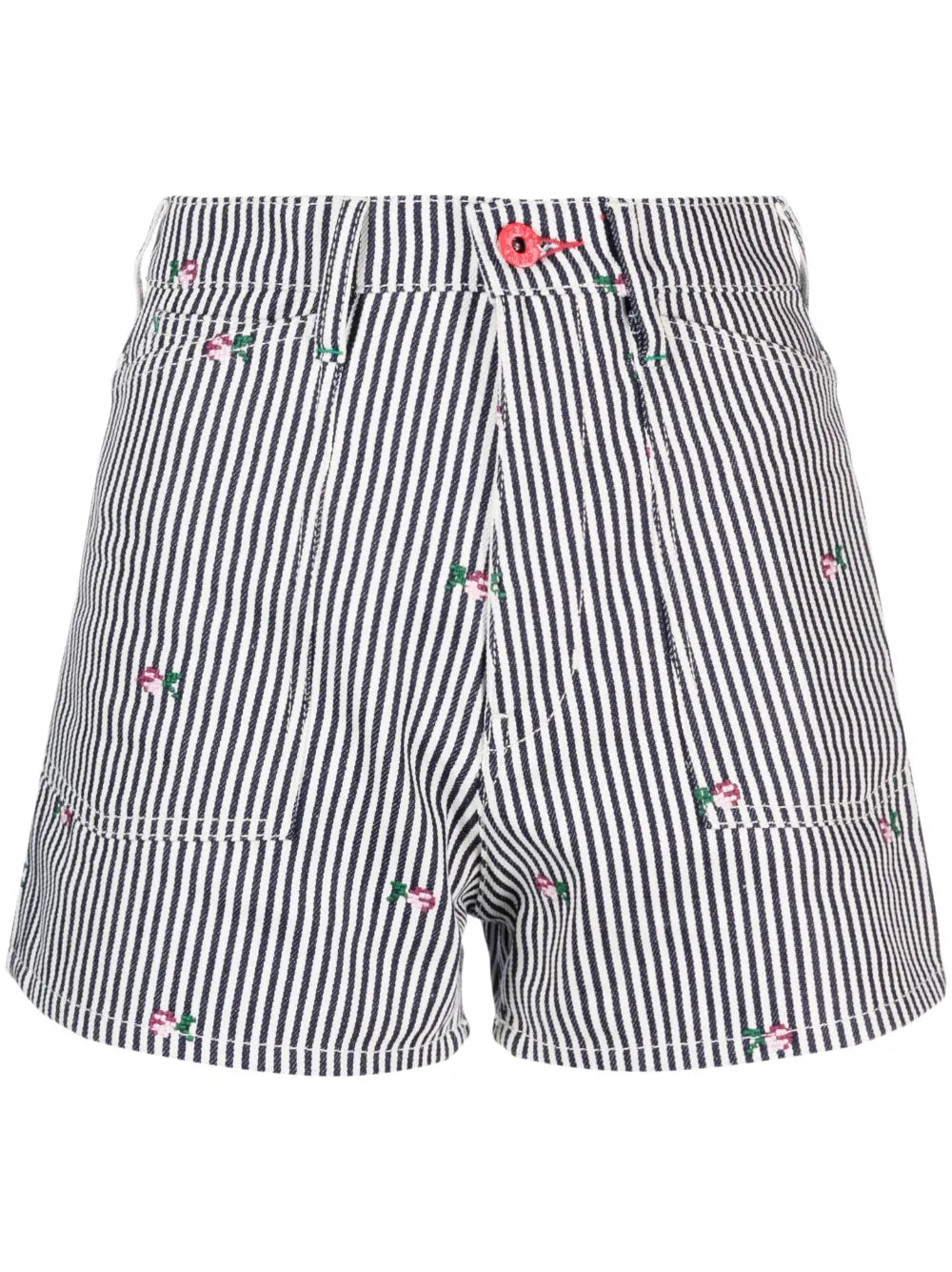 Striped Embroidered High-Waisted Shorts
