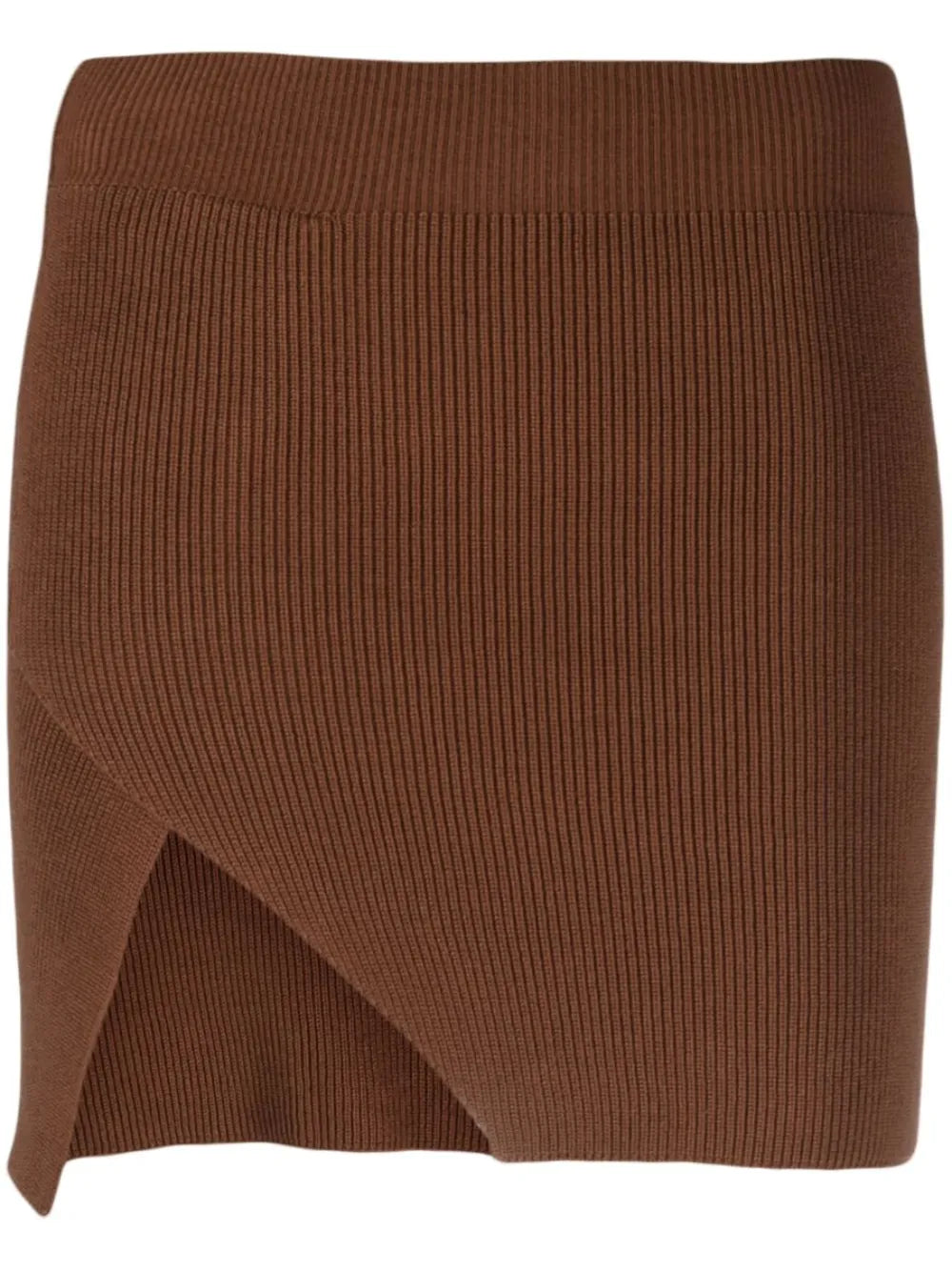 Ribbed-Knit Asymmetric Miniskirt