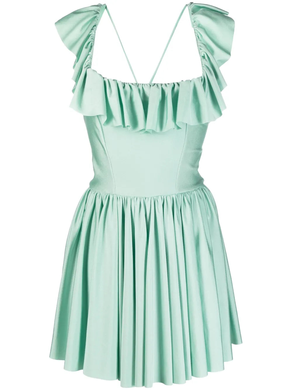 Ruffle-Detail Pleated Mini Dress