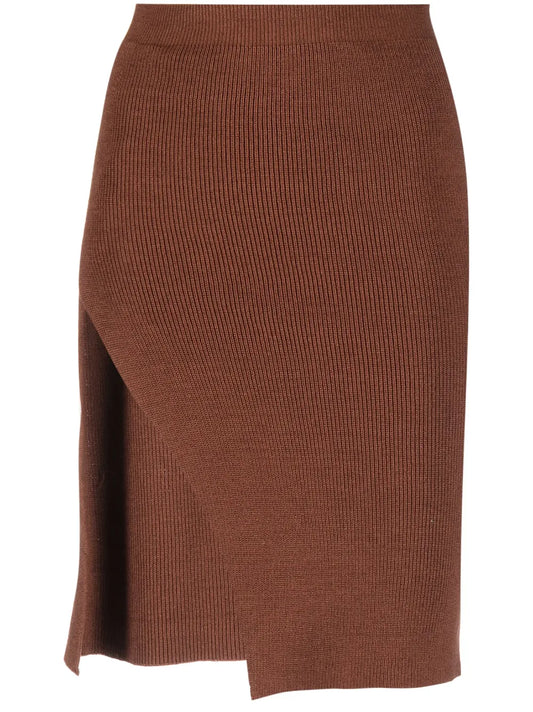 High-Slit Knitted Skirt