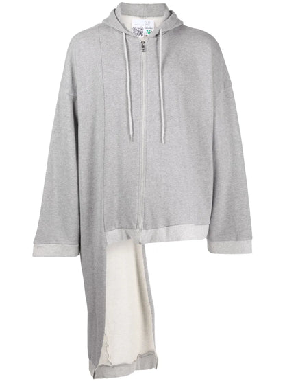 Asymmetric Zip-Up Cotton Hoodie