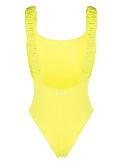 Logo-Print Ruched Swimsuit