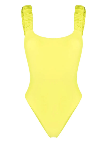 Logo-Print Ruched Swimsuit