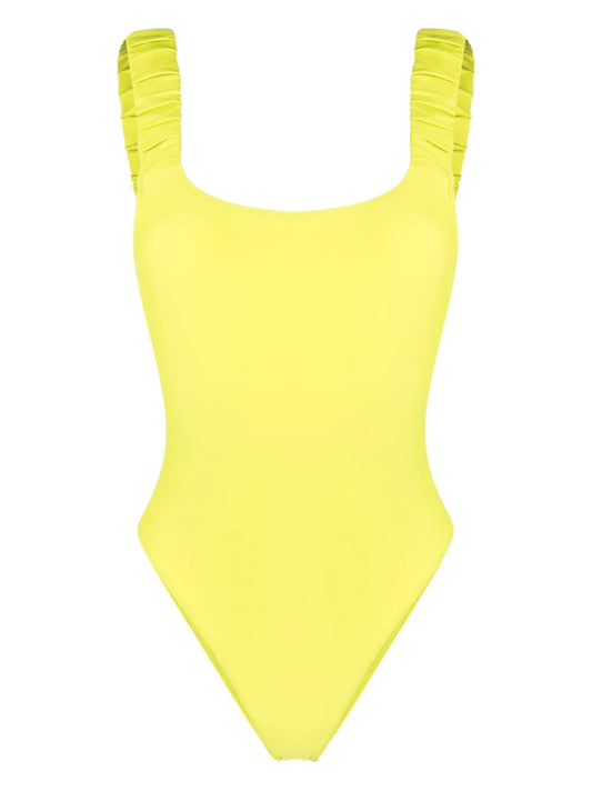Logo-Print Ruched Swimsuit