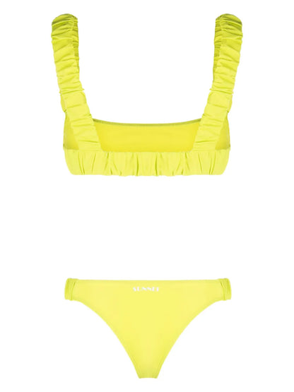 Logo-Print Ruched Bikini Set