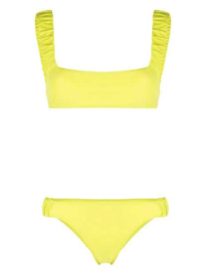 Logo-Print Ruched Bikini Set