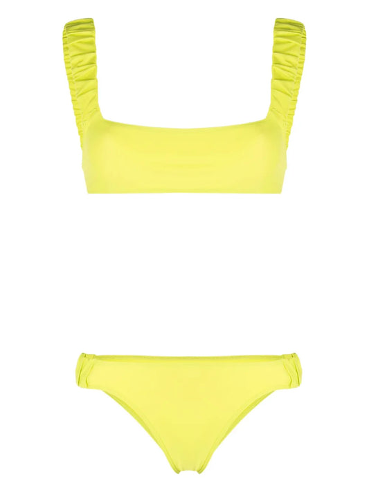 Logo-Print Ruched Bikini Set