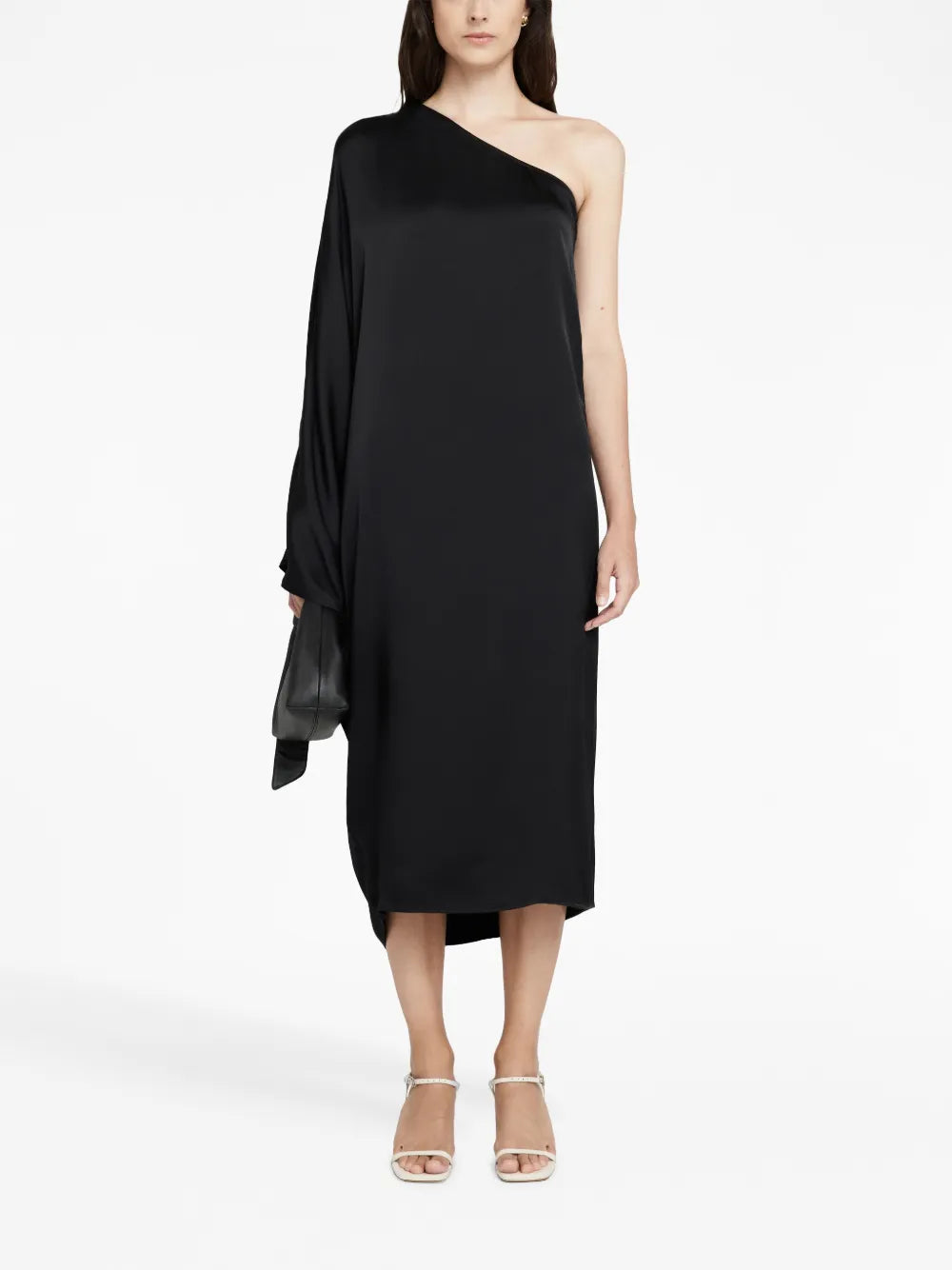 Rowan One-Sleeve Silk Midi Dress