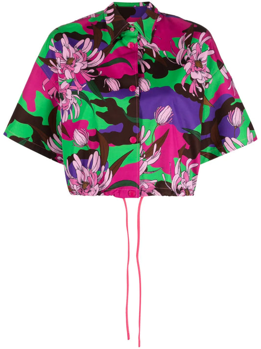 Floral-Print Cropped Shirt