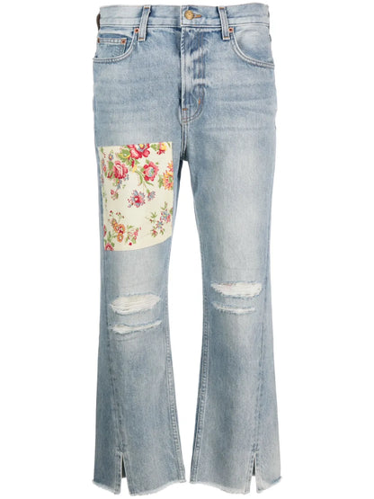 Cropped Distressed-Effect Jeans