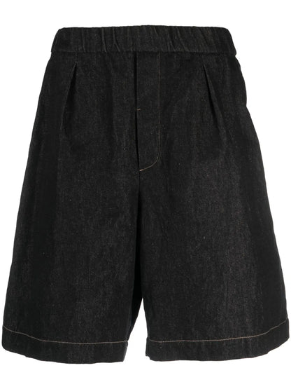 Mélange-Effect Denim Shorts