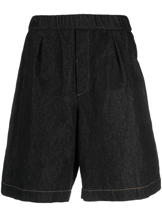 Mélange-Effect Denim Shorts