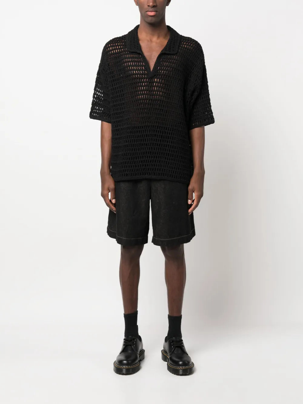 Mélange-Effect Denim Shorts