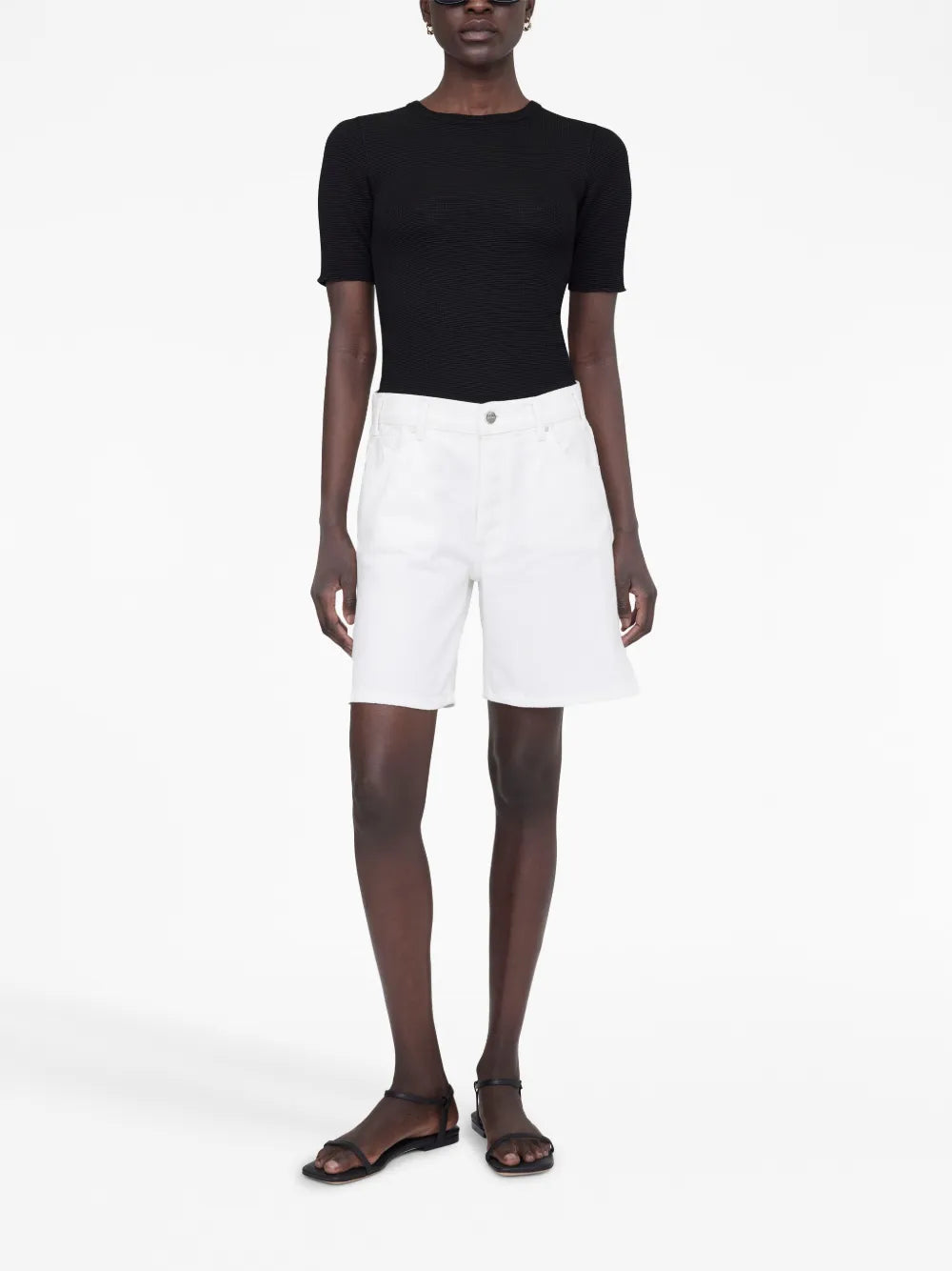 Side-Slits Denim Shorts