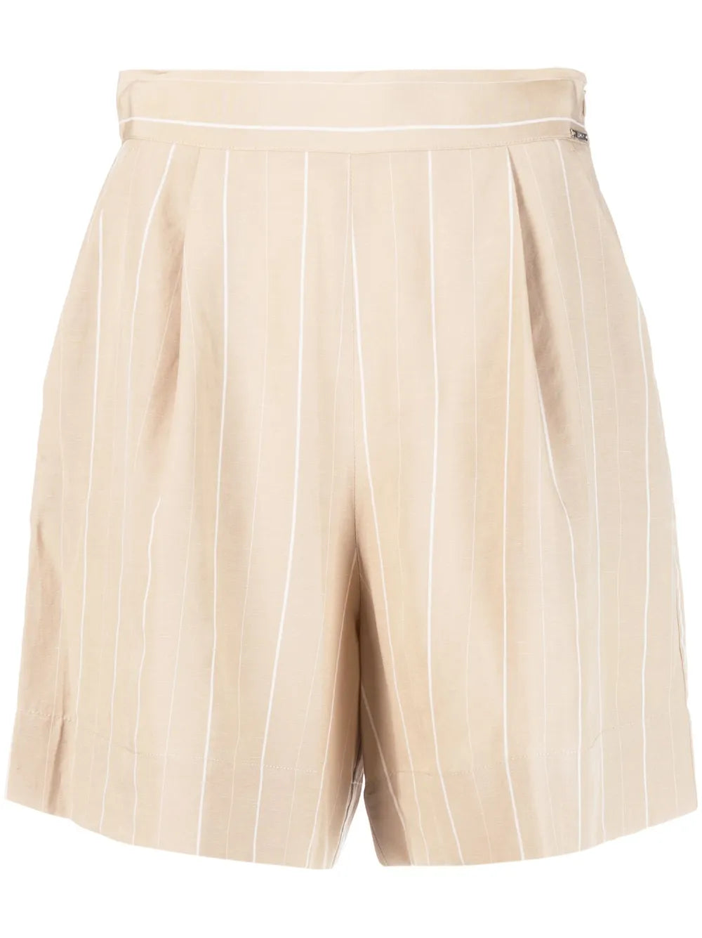Logo-Plaque Striped Tailored Shorts
