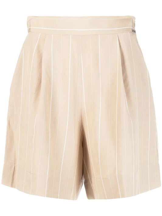 Logo-Plaque Striped Tailored Shorts