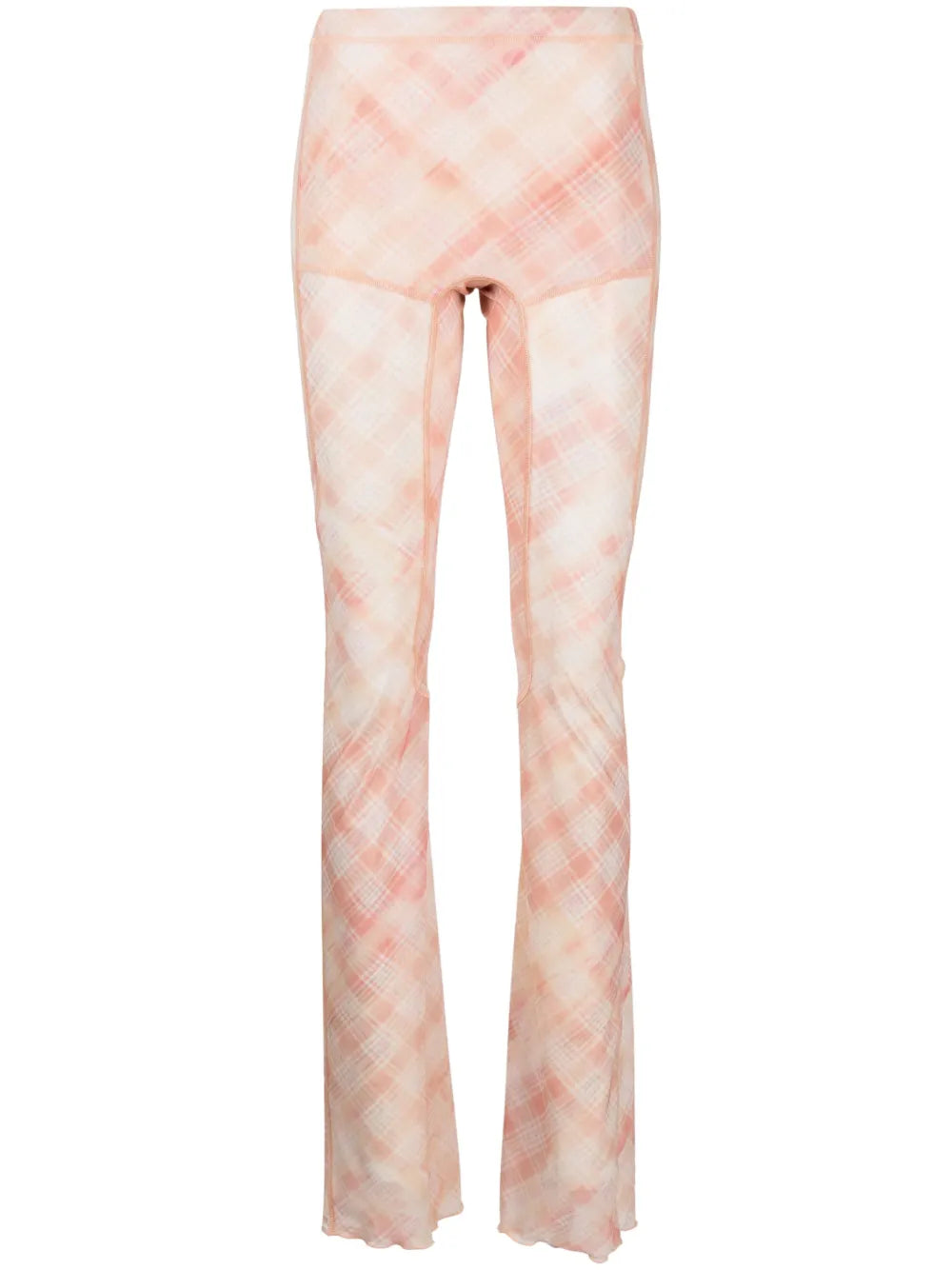 Check-Print Semi-Sheer Trousers