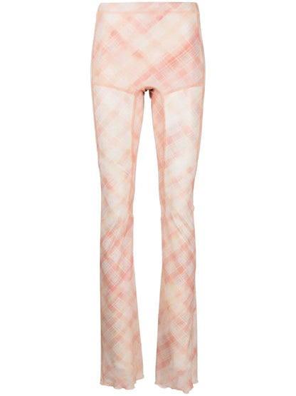 Check-Print Semi-Sheer Trousers