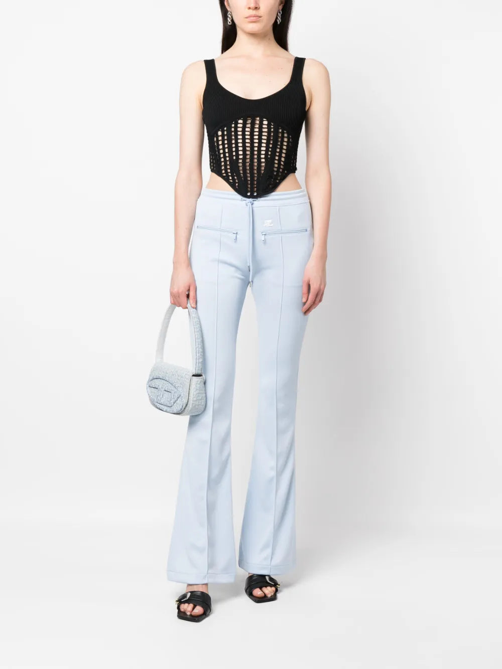 Seam-Detailing Flared Track Pants