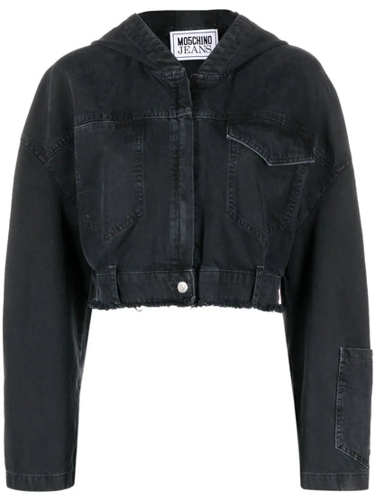 Cropped Denim Hooded Jacket