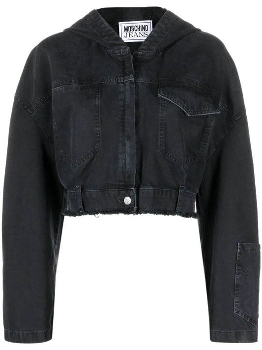 Cropped Denim Hooded Jacket