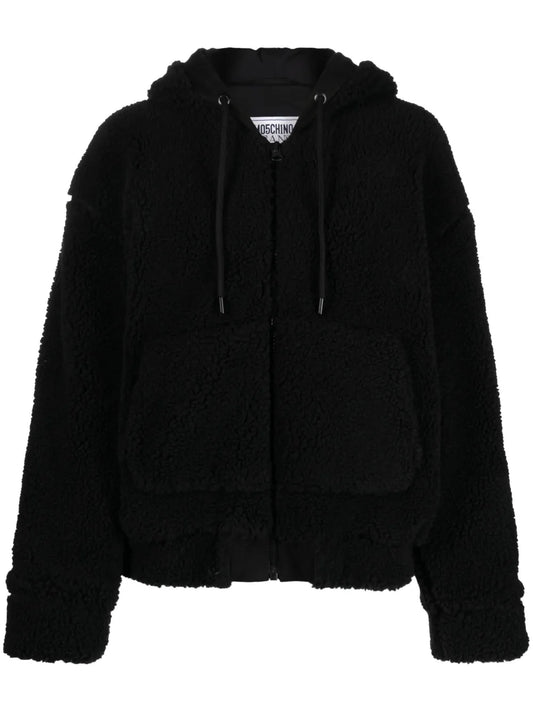 Crystal-Embellished Shearling Hoodie
