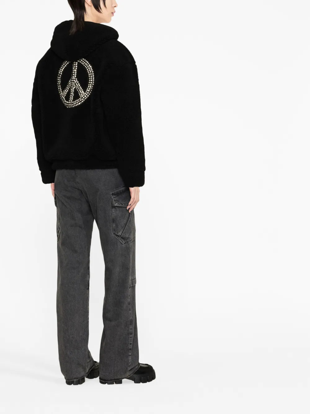 Crystal-Embellished Shearling Hoodie