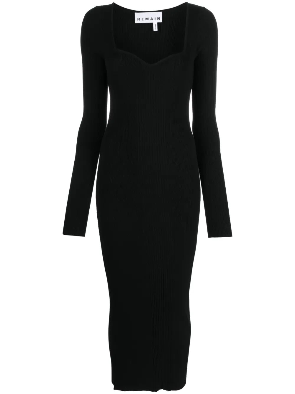 Sweetheart-Neck Knitted Midi Dress