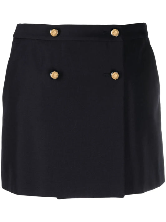 Wool-Cotton Blend Mini Wrap Skirt