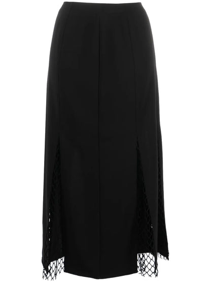 Mesh-Panel Midi Skirt