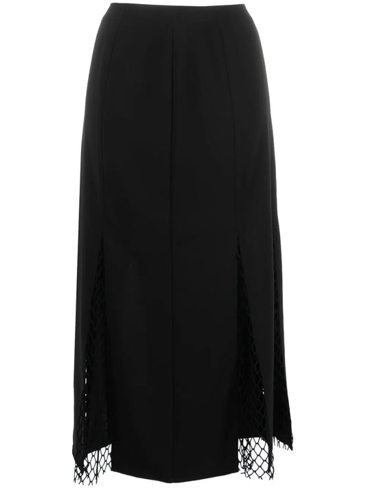 Mesh-Panel Midi Skirt