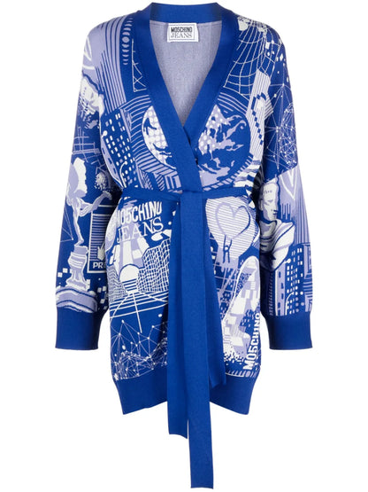 Graphic Print Wrap Cardigan