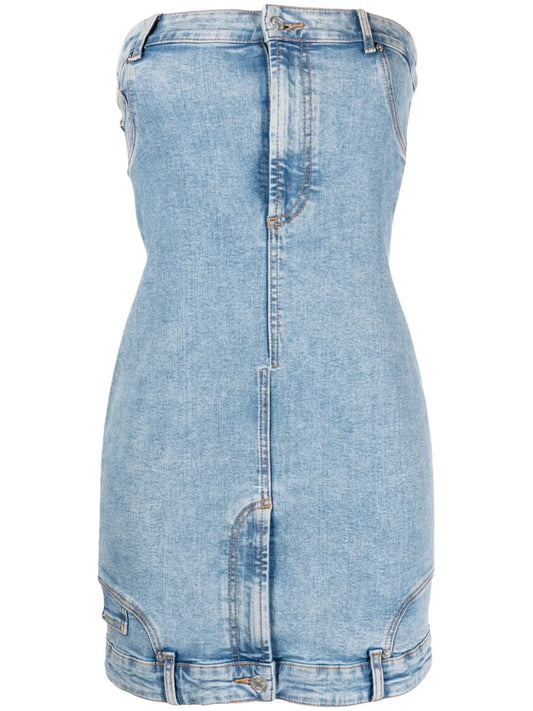 Bandeau-Style Denim Minidress