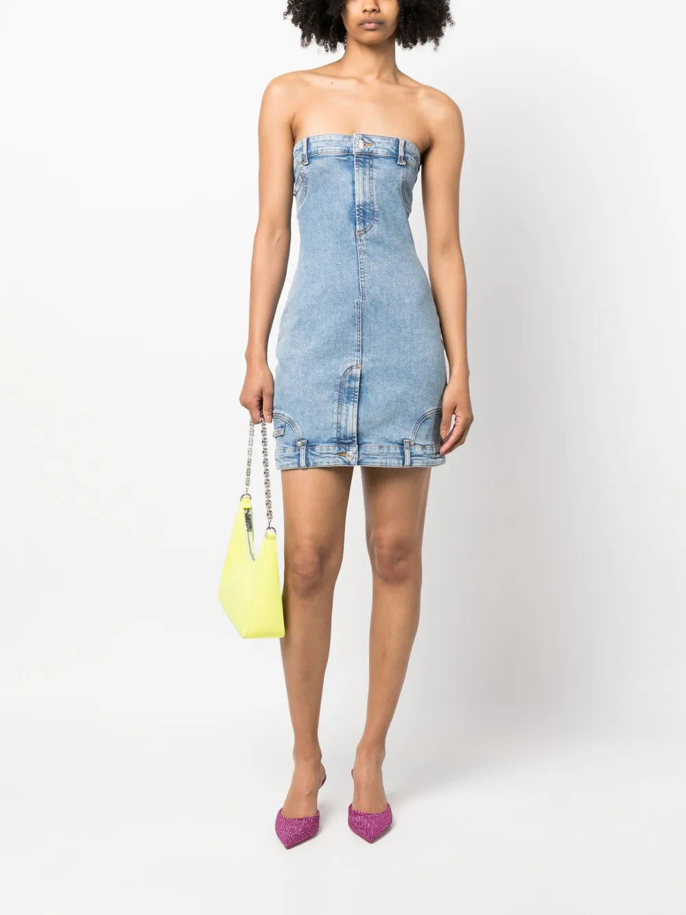 Bandeau-Style Denim Minidress