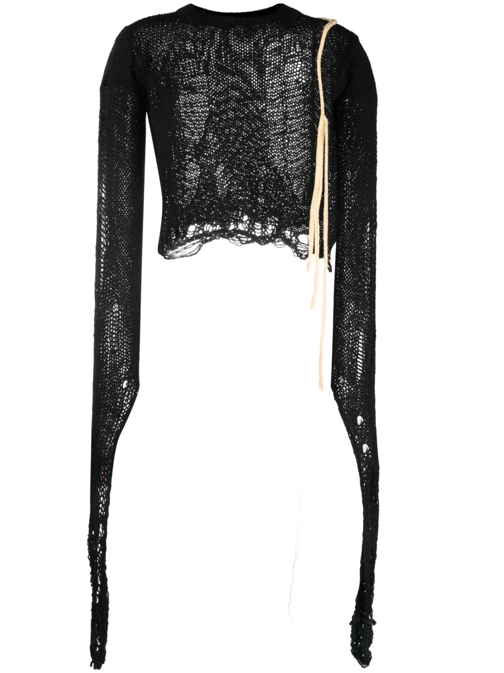 Ripped-Detailing Open-Knit Jumper